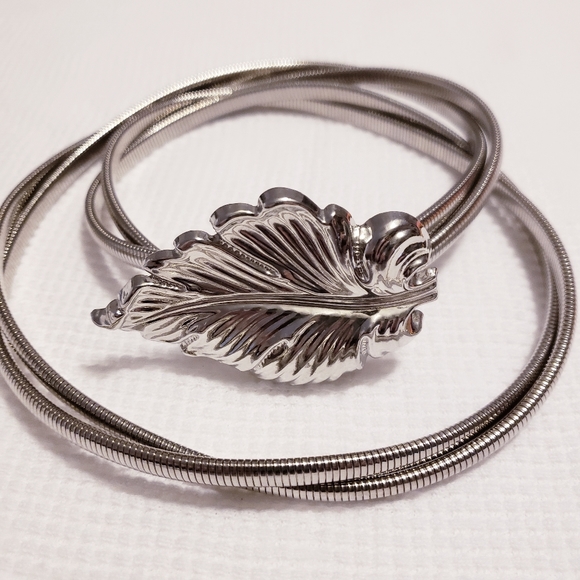 Vintage Accessories - Vintage 1980s Silver Crisscross Snake Leaf Belt
